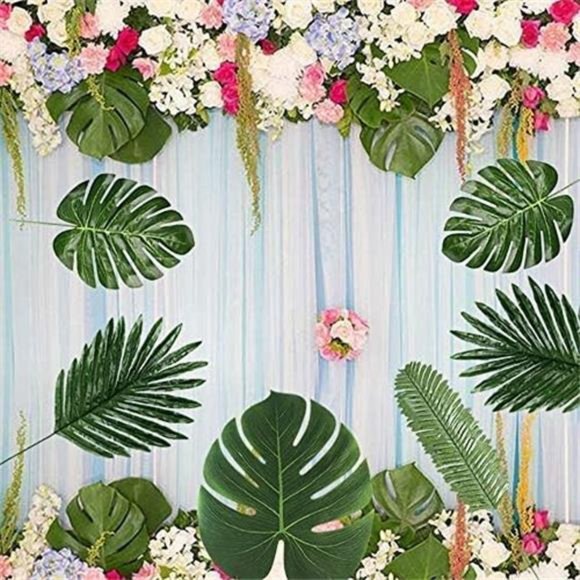 72 Pcs 6 Kinds Palm Leaves Artificial Tropical Plant Faux Leaves Safari Leaves - Picture 6 of 7